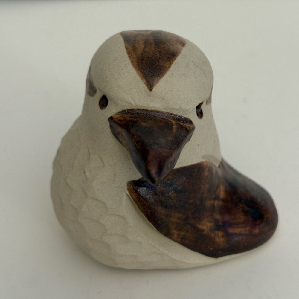 VTG Art Pottery  Kookaburra Bird Figurine Brown and Cream Australia 2.5”Decor